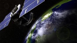 NASA CloudSat Spacecraft in Orbit Above Earth