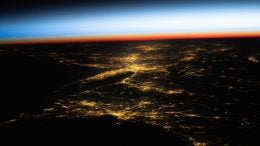 Sundown and Lights Up US Northeast From Space Station